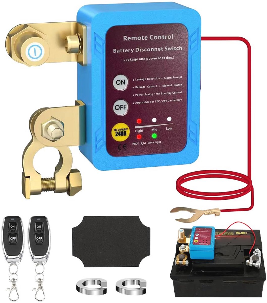 Automatische Draadloze Accuschakelaar 12V 240A met Diefstalbeveiliging voor Auto, Boot, ATV en Vrachtwagen