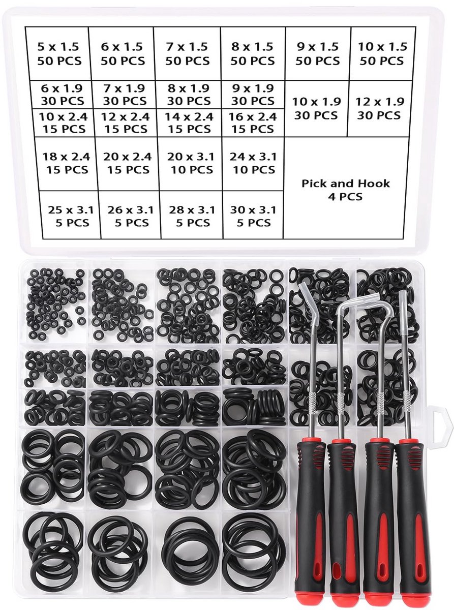 610 Stuks Zwarte O-ringen Assortimentset - Nitrilrubber voor Afdichting en Reparatie