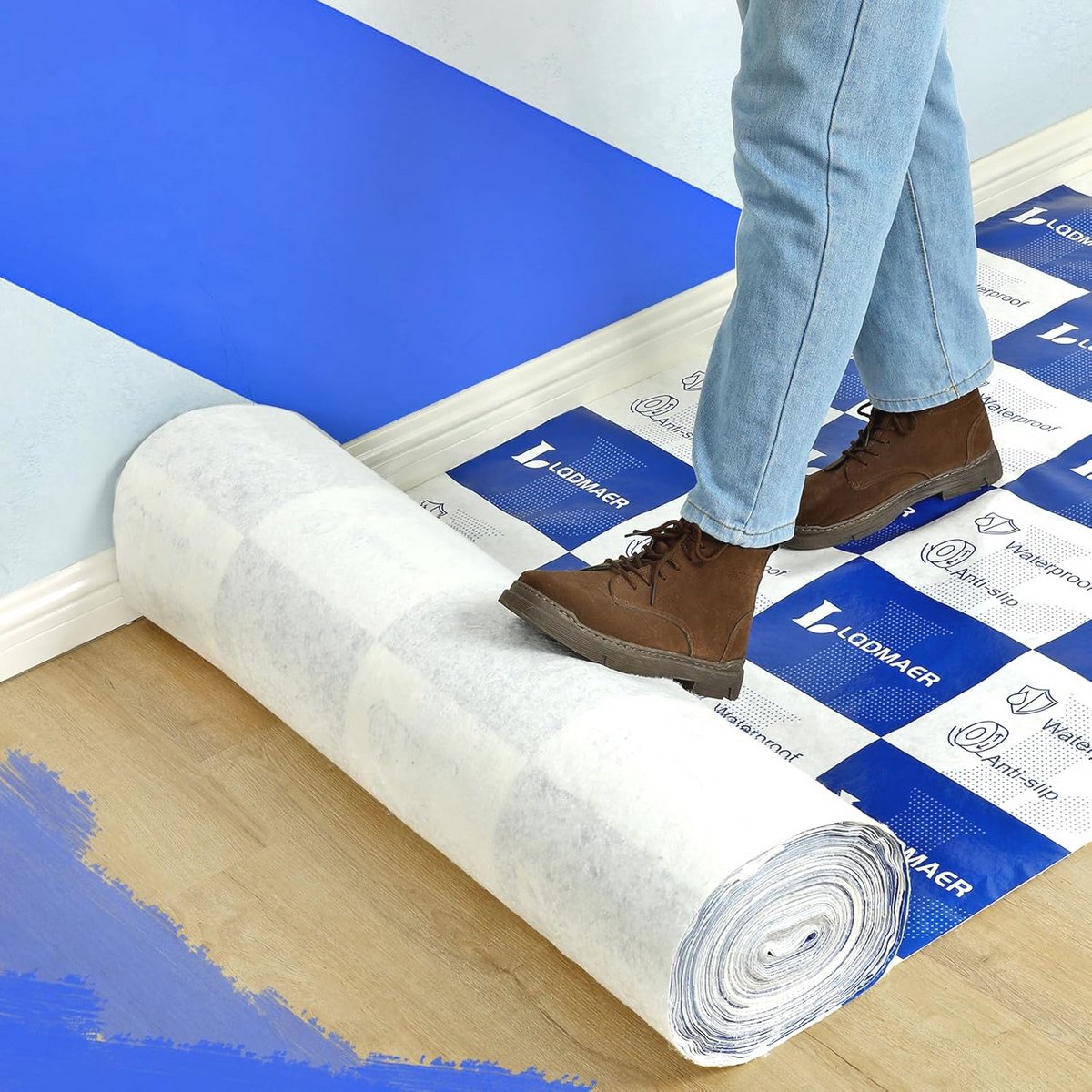 Tijdelijke vloerbeschermingsfolie - Antislip, zelfklevend en lakbestendig (99,1 cm x 50 m)