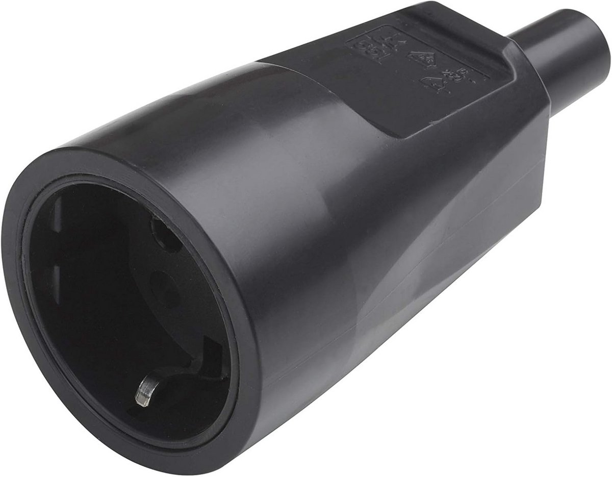 Veiligheidscontactkoppeling PVC - 250V 16A - IP20 Binnen - Knikbescherming