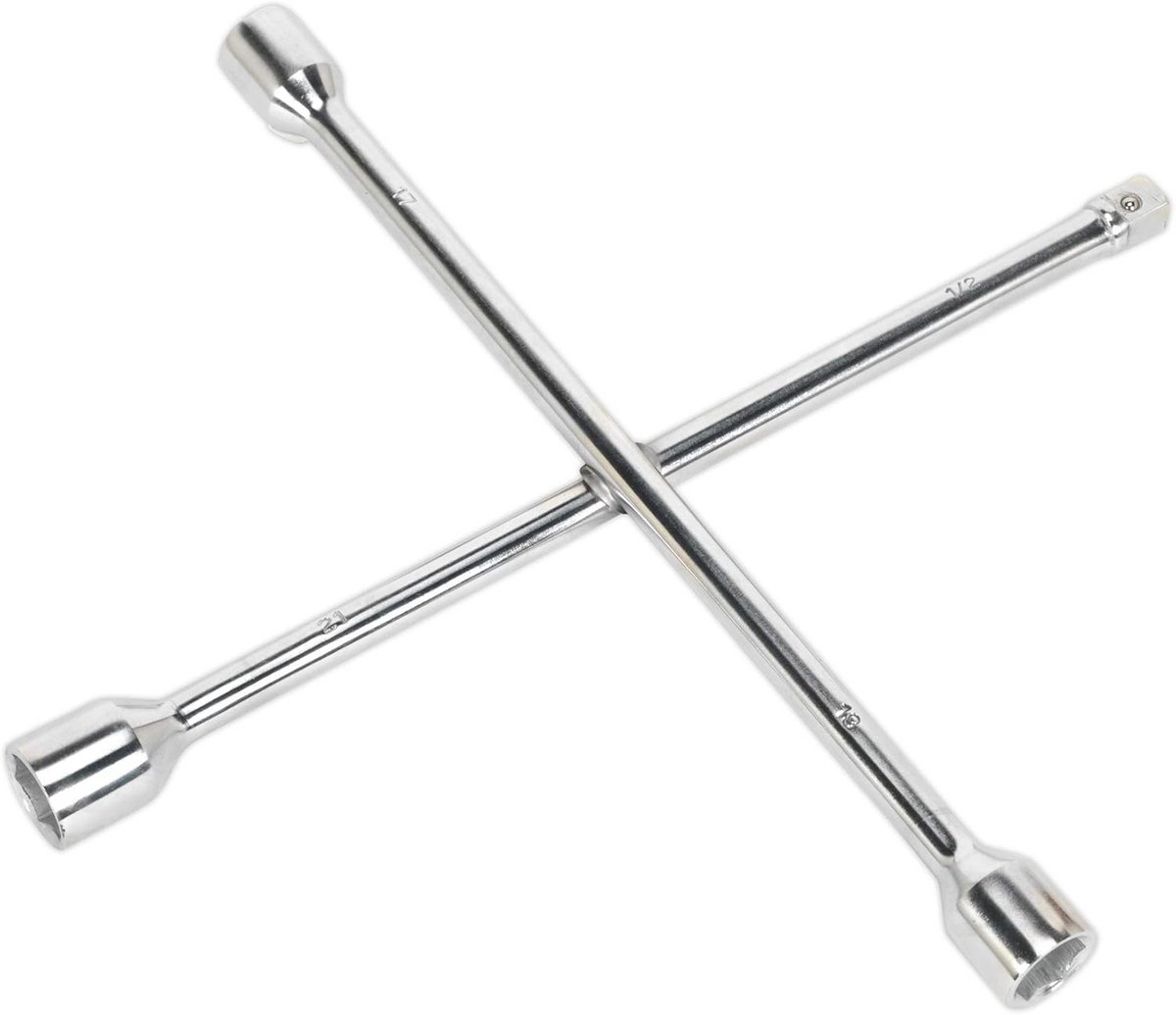 Kruissleutel 4-weg 1/2 inch met vierkante aandrijving en maten 17/19/21 mm