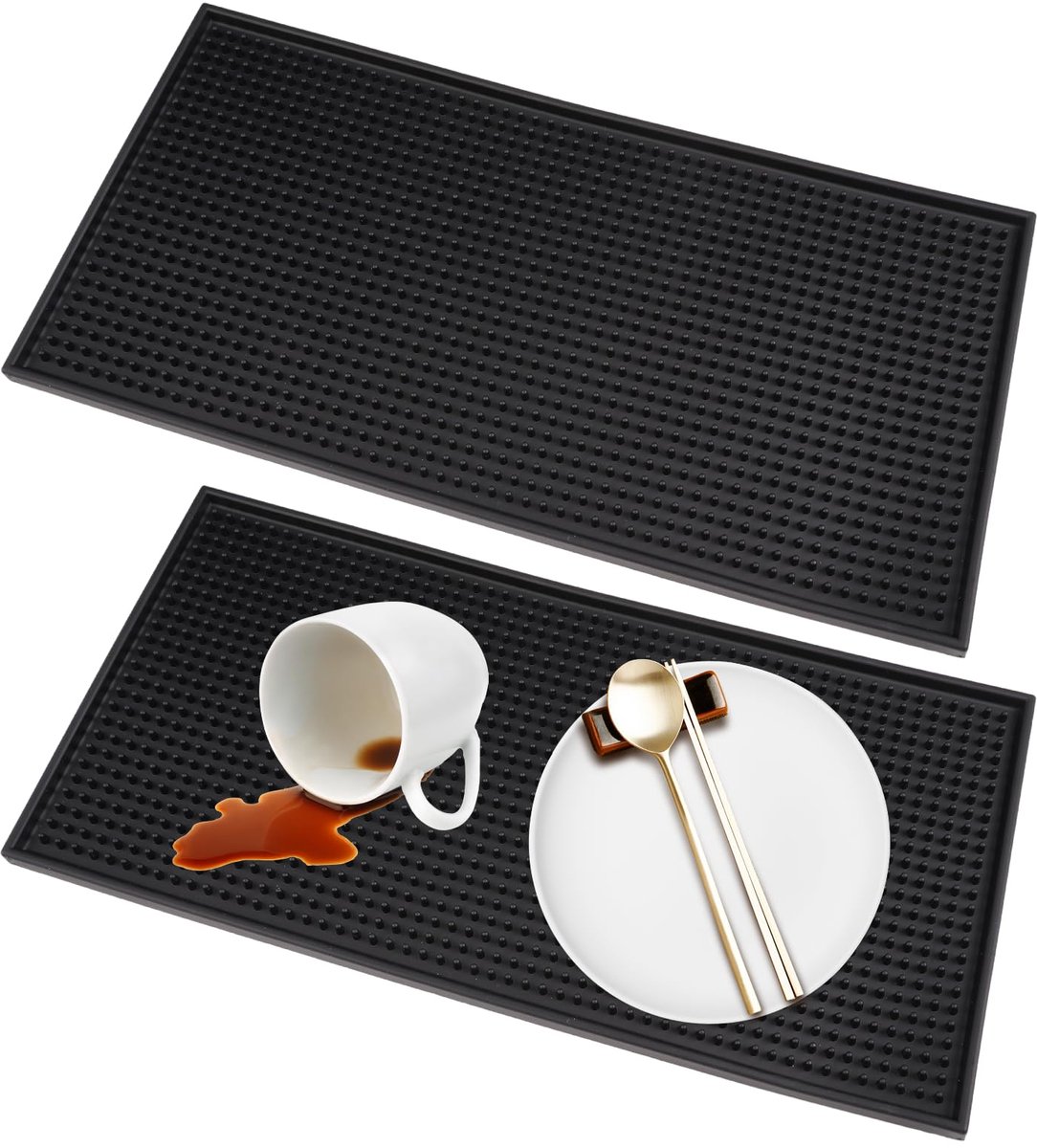 Unyqoos® Set van twee hittebestendige en druppelmatten voor keuken en bar