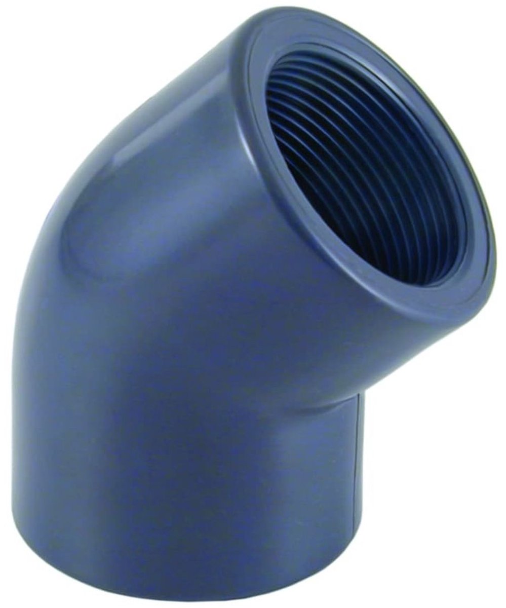 PVC Winkel 45 Graden, 1/2 Inch Binnendraad, PN10