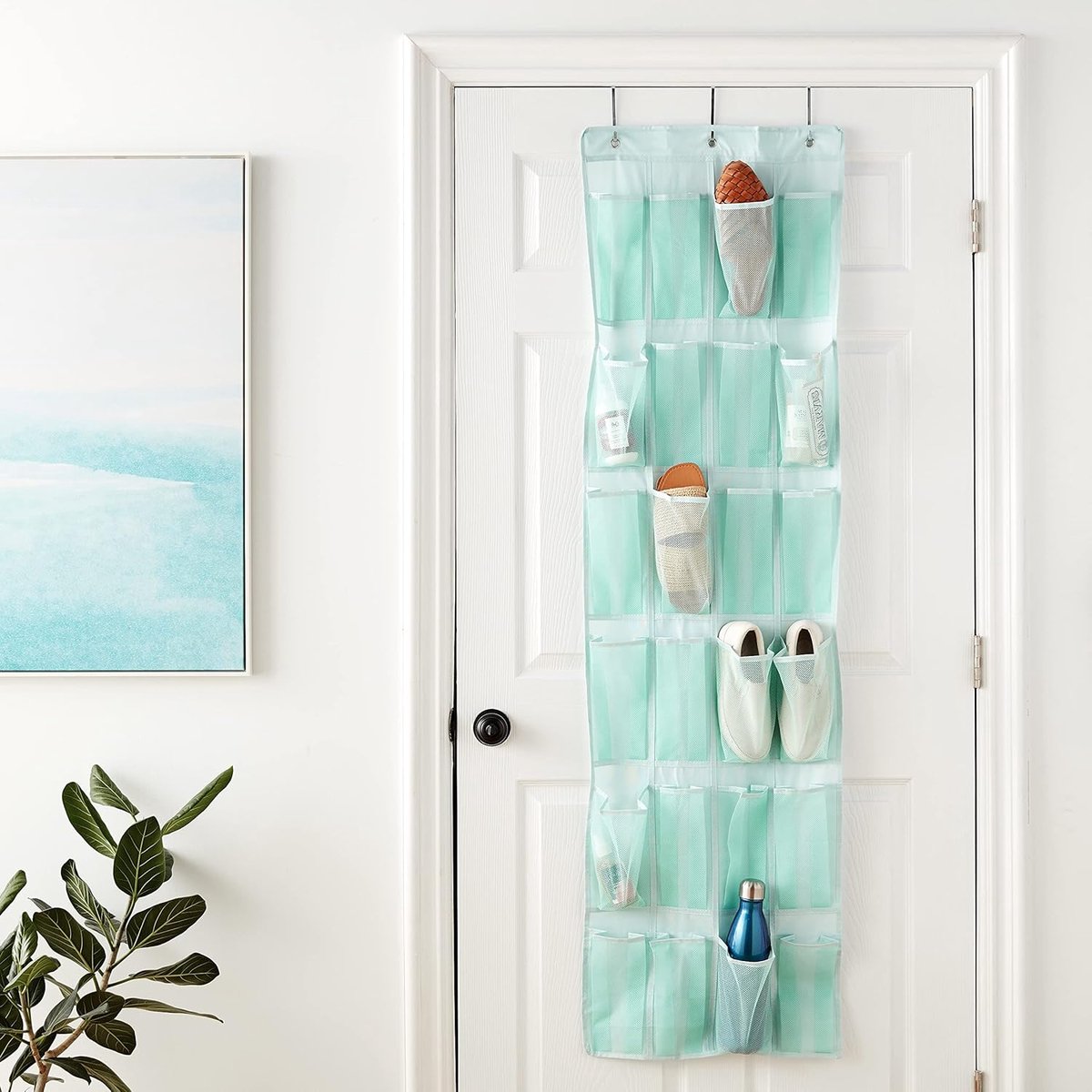 Candala Deurorganizer, hangend, met 24 zakjes, jadegroen, 47 x 6,3 x 165 cm