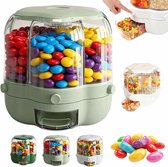 360° draaibare snoepdispenser - Met 6 compartimenten - Draaibare snoepdispenser voor op het aanrecht - Multifunctionele transparante opbergcontainer - Container met grote capaciteit - Kan snacks, snoep en rijst bewaren - Lichtgroen - Klein formaat