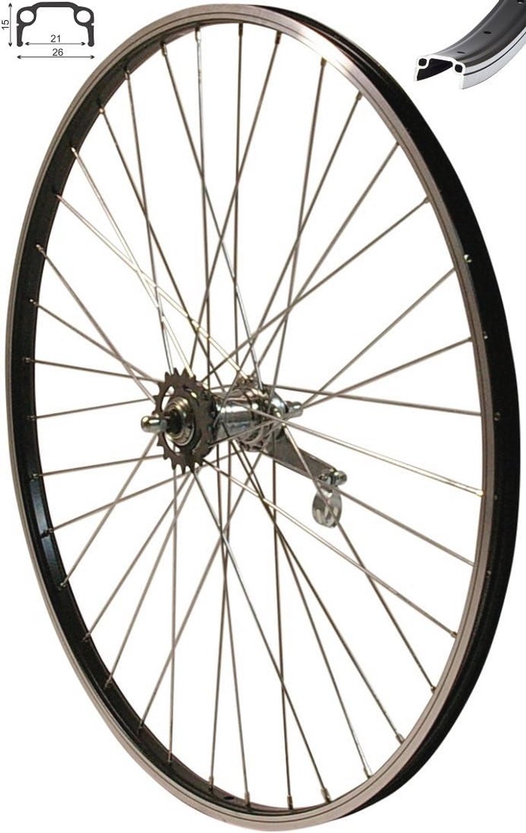 Achterwiel 28 inch met terugtraprem en zwart velg voor fietsen