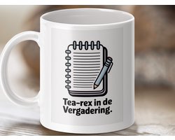 Mok Tea-rex in de Vergadering, Grappige mok, Kantoor mok, Nieuwe mok, Cadeau mok, Notitieblok mok, Pen mok, Notitie mok, Unieke mok