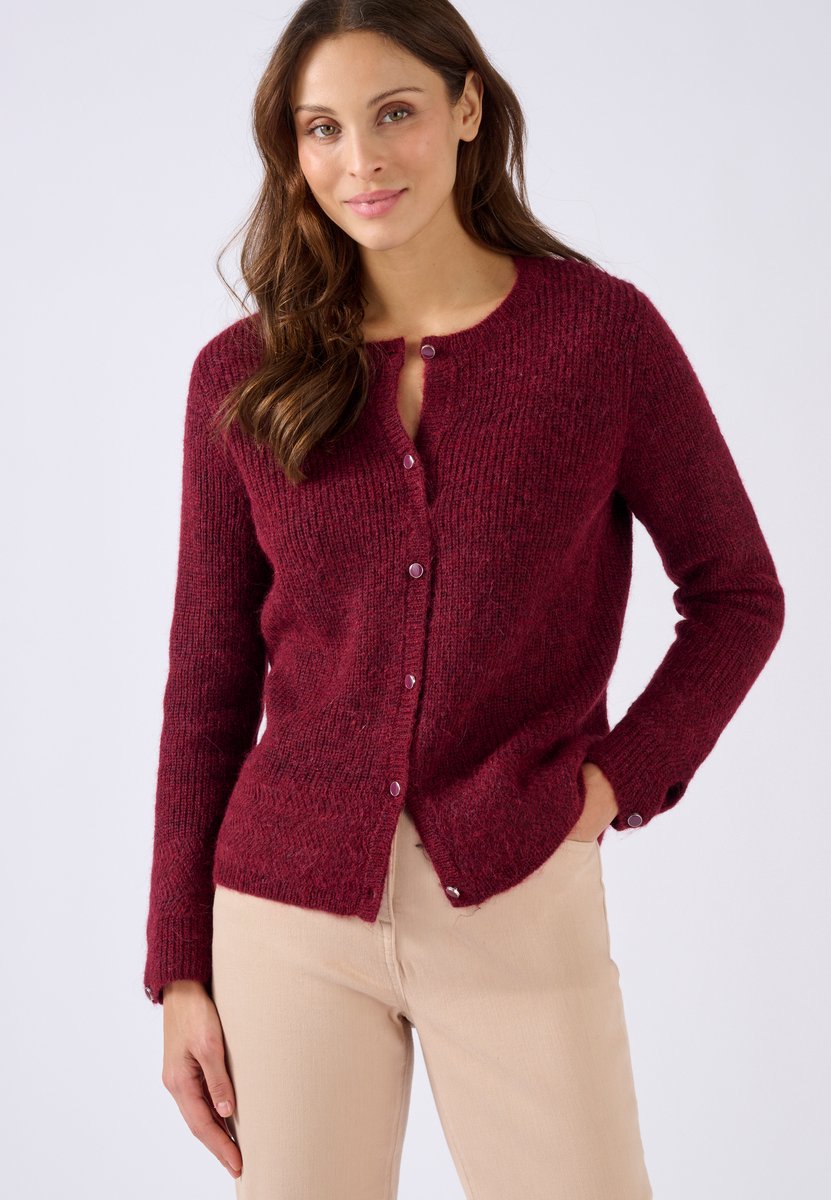 Damart - Cardigan parelsteek van mix alpaca - Rood - XL