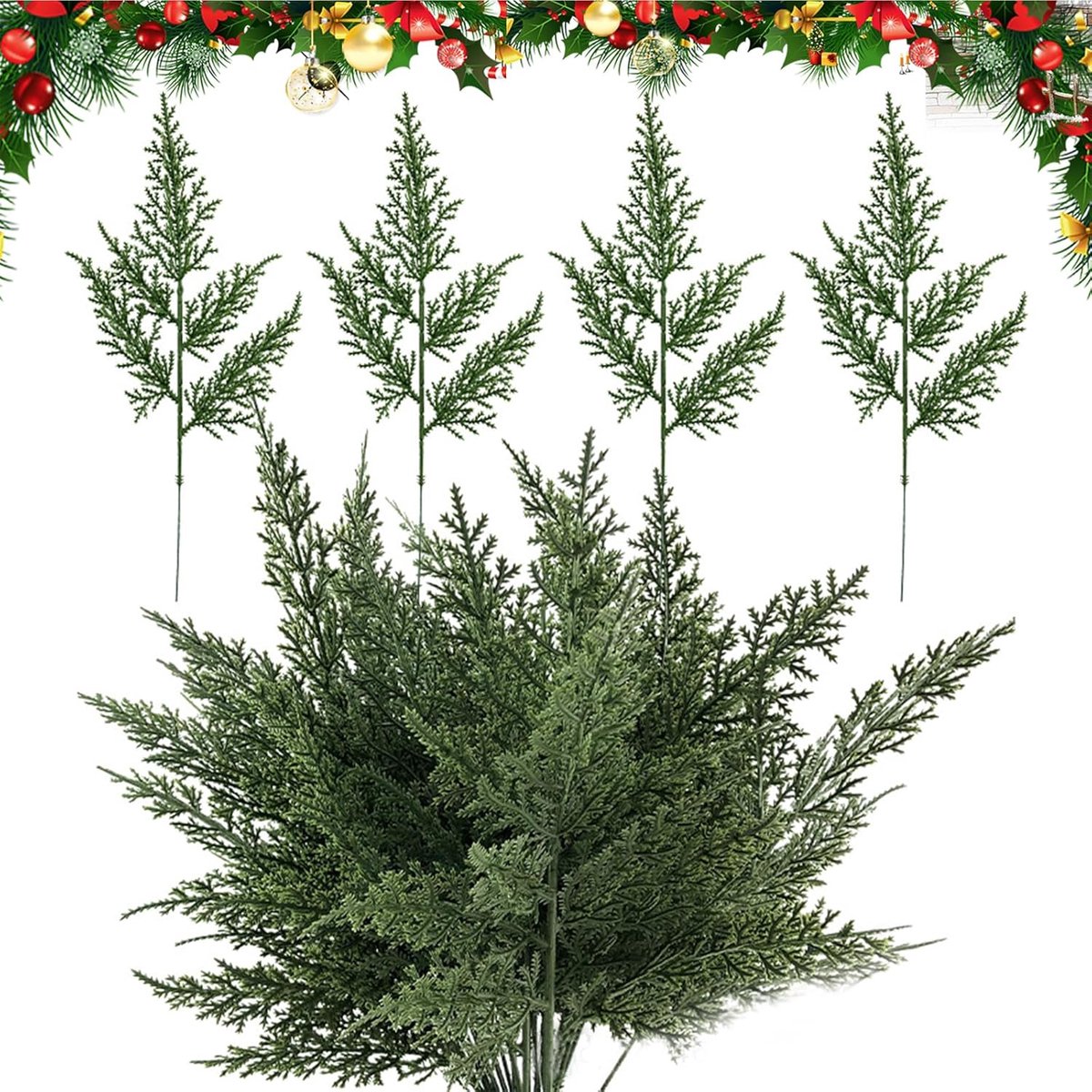 25pcs Kunstplanten - Dennentakken - voor Kerstkrans - 31CM - Kunstmatige Dennentakken - PE - Kerstdecoraties - Wreath Making Supplies