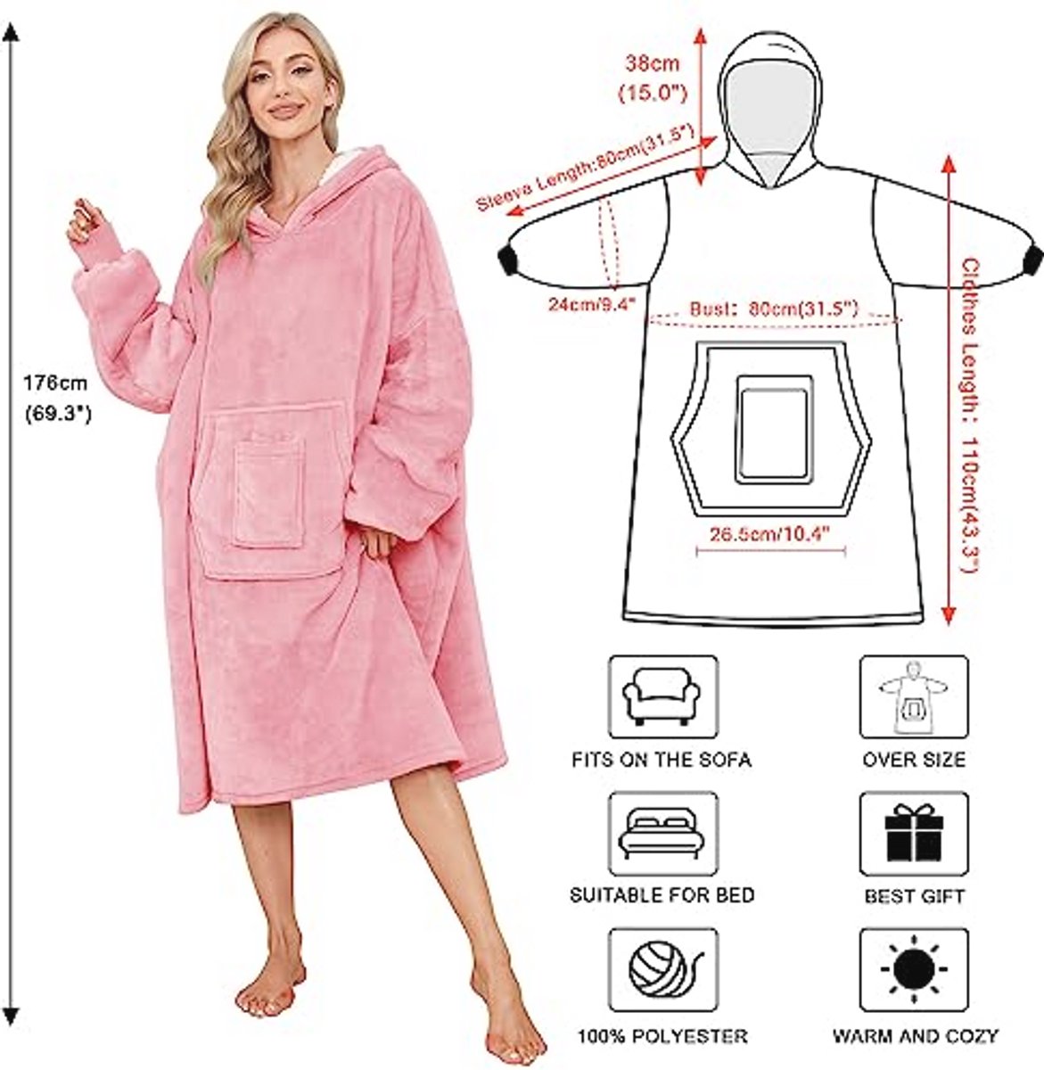 Oversized capuchondeken voor dames - Zachte en warme hoodie en sweatshirt