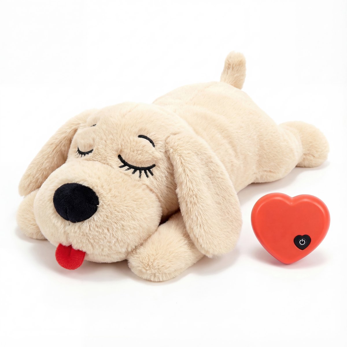 JAXY Hartslag Knuffel - Puppy Speelgoed - Hondenknuffel met Hartslag - Hondenspeelgoed - Knuffel voor Hond - Beige