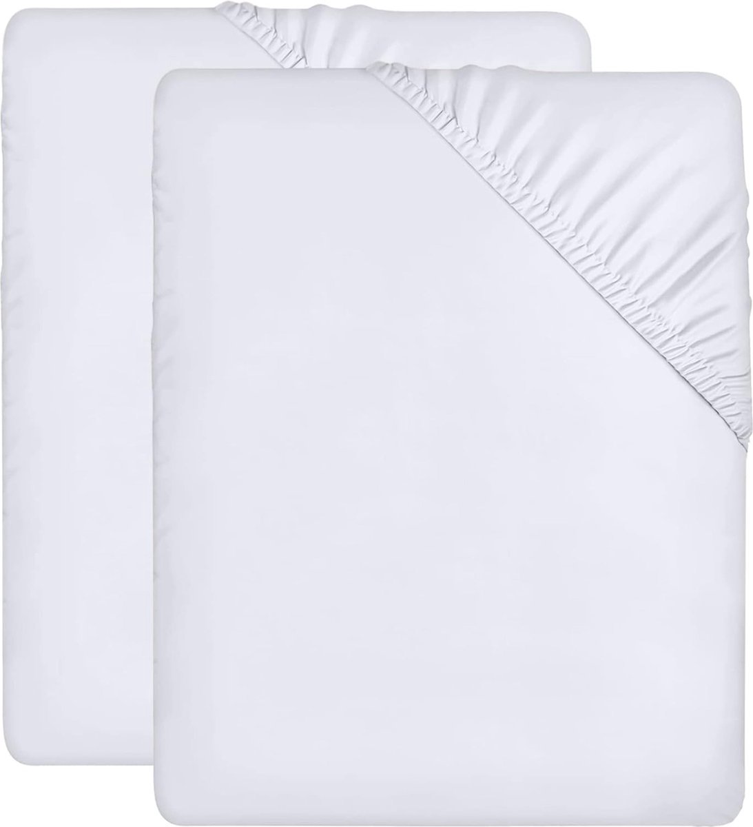 Stunq® Set van 2 Luxe Hoeslakens, 180 x 200 cm, Wit, 35 cm Diepe Hoek