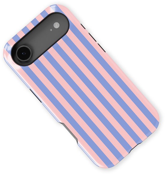 DripCase Gestreept Hoesje geschikt voor iPhone 17 Air | Backcover met Mag | Stripes Motief | Trendy Case geschikt voor iPhone 17 Air met Strepen Milkshake