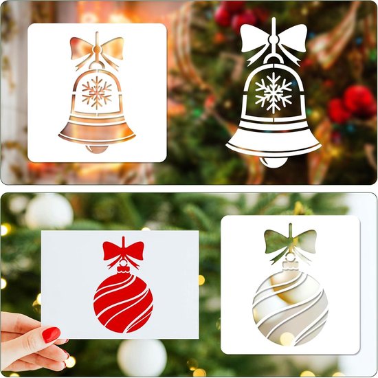 Lot De 6 Pochoirs De Noël Baker Ross – Père Noël, Renne, Sapin, Ange, Pingouin, Bonhomme De Neige – 15x14 Cm