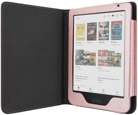 Luxe Hoesje - Sleepcover Geschikt voor Kobo Clara BW - Book Case Hoes Cover - Roze Goud - ereader hoesje - cover van Luxe — afbeelding 2