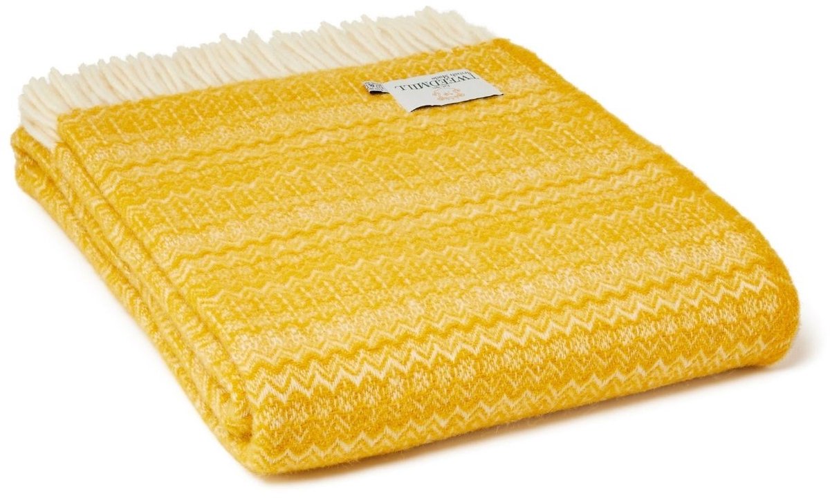 Tweedmill Plaid Fair Isle Mosterdgeel - 150 x 200 - Nieuw Wol - Tweedmill UK