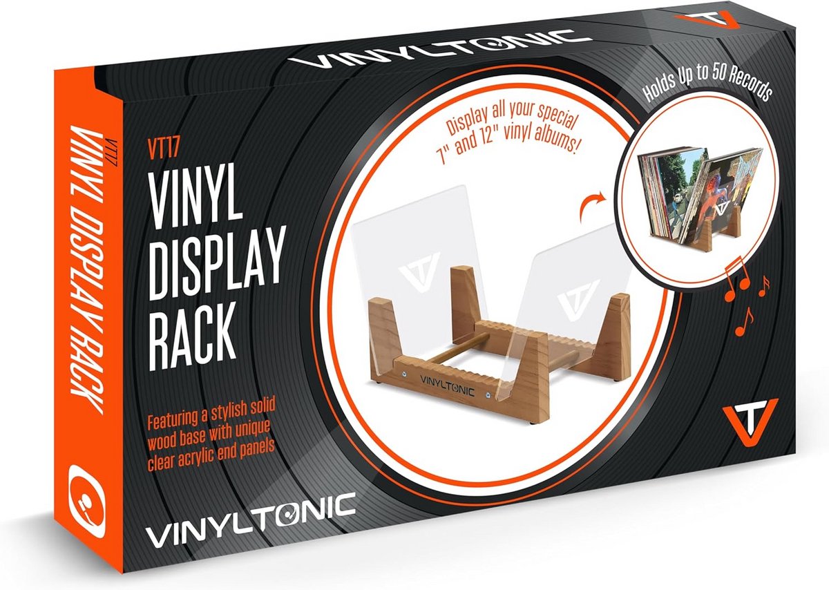 LP Opbergrek en Display Standaard voor Vinyl Platen - Hout en Acryl