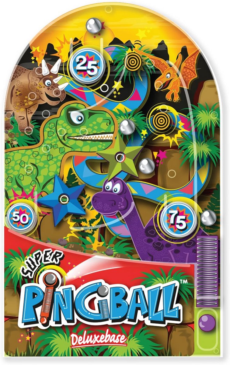 Klassieke Flipperkast met Dinosaurus Thema - Handbediend Actie- en Reflexspel voor Kinderen