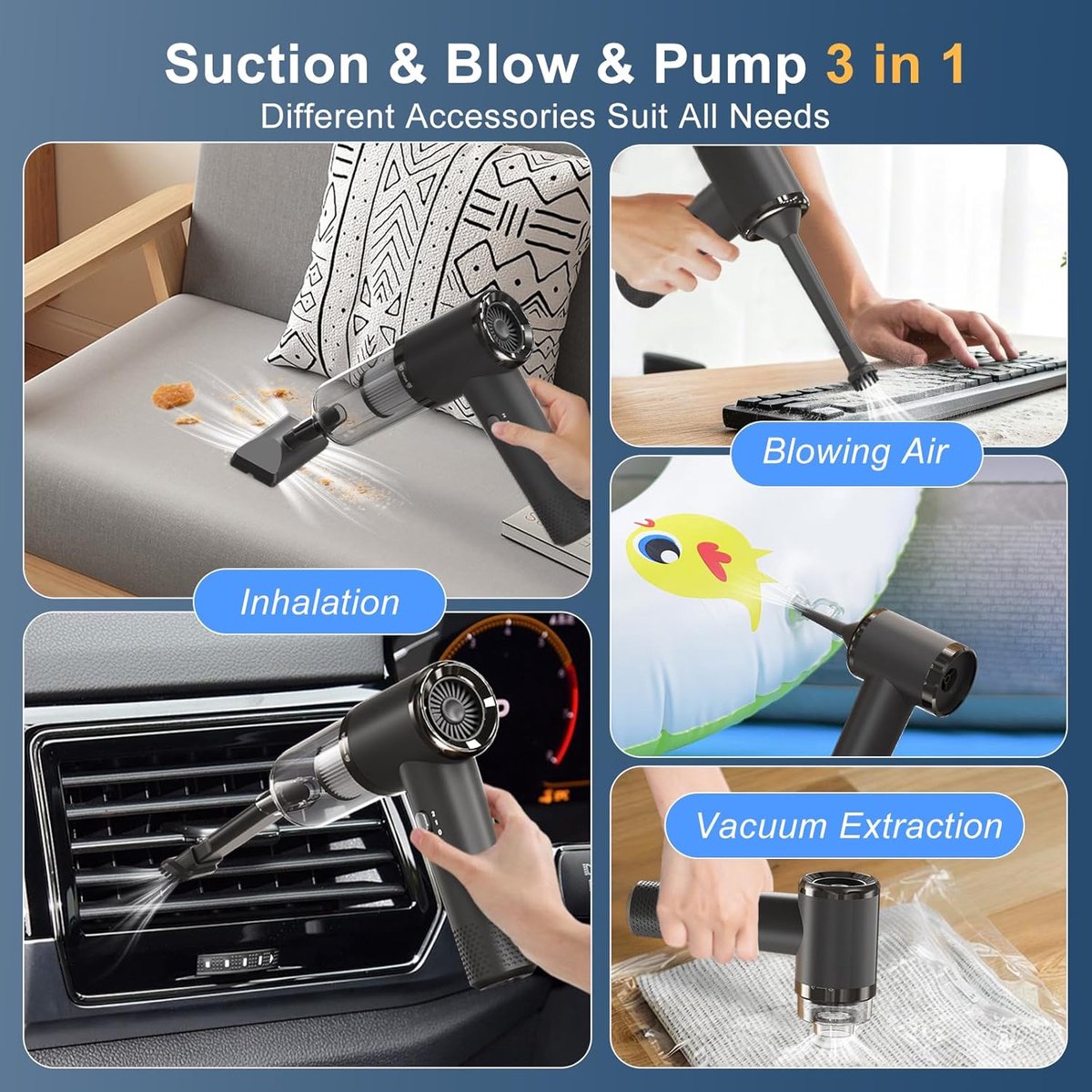 Kruimeldief Draadloos - Auto Stofzuiger - Handstofzuiger - afbeelding 2