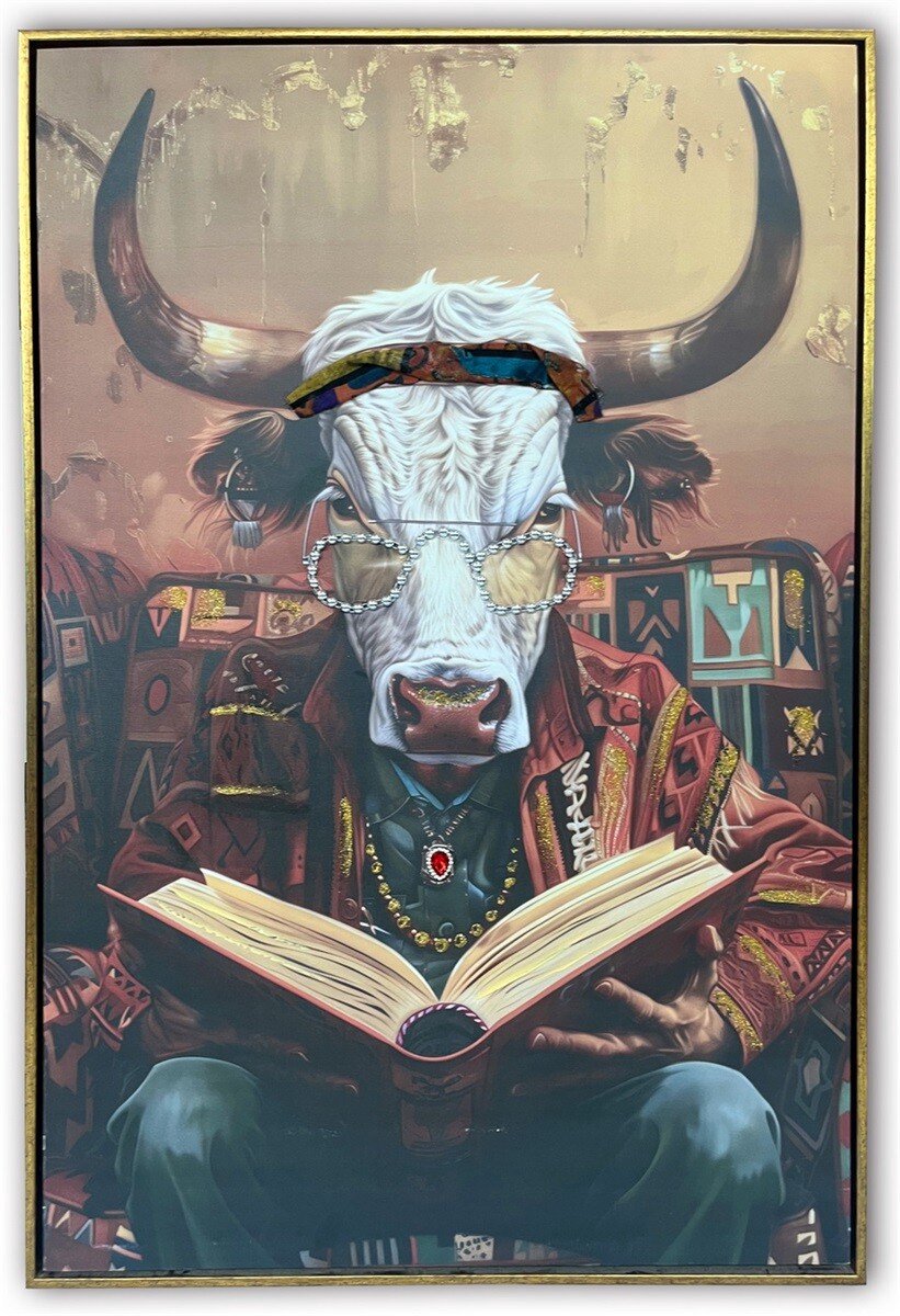 Schilderij bull book 60x90cm