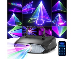 3D Animatie Laser Projector – DJ Laser Licht – Stage Laser – Lichtshow Projector – RGB Laser – EU Plug – 100W Krachtige Lichtoutput – DMX512 en App Bediening