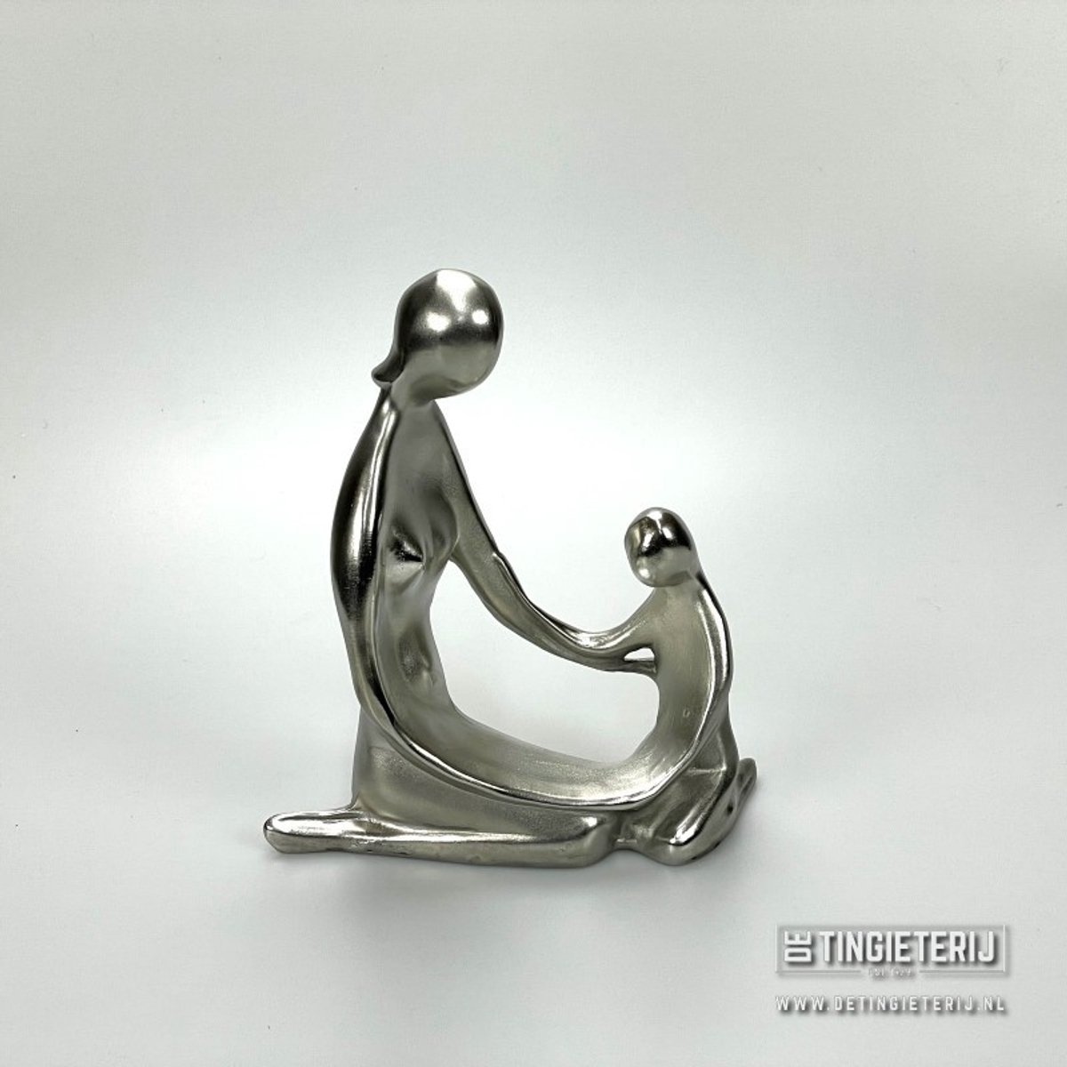 Sculptuur Vrouw & Kind - Modern Gestileerd Beeld – Ambachtelijk Handgemaakt Kunstwerk – Moeder & Kind Decoratie Cadeau - Moederdag - Familiecadeau