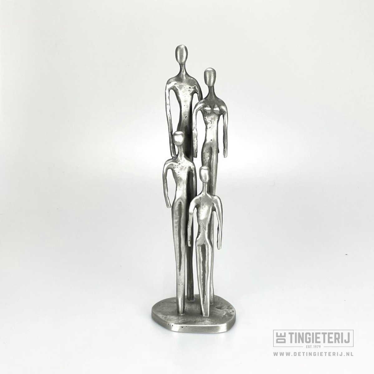 Sculptuur ''Het Gezin'' - 2 kind - 24cm - Beeldje familie - tinnen huwelijk - 10 jaar getrouwd - Vaderdag - Moederdag - Gezinsbeeld - Familiesculptuur