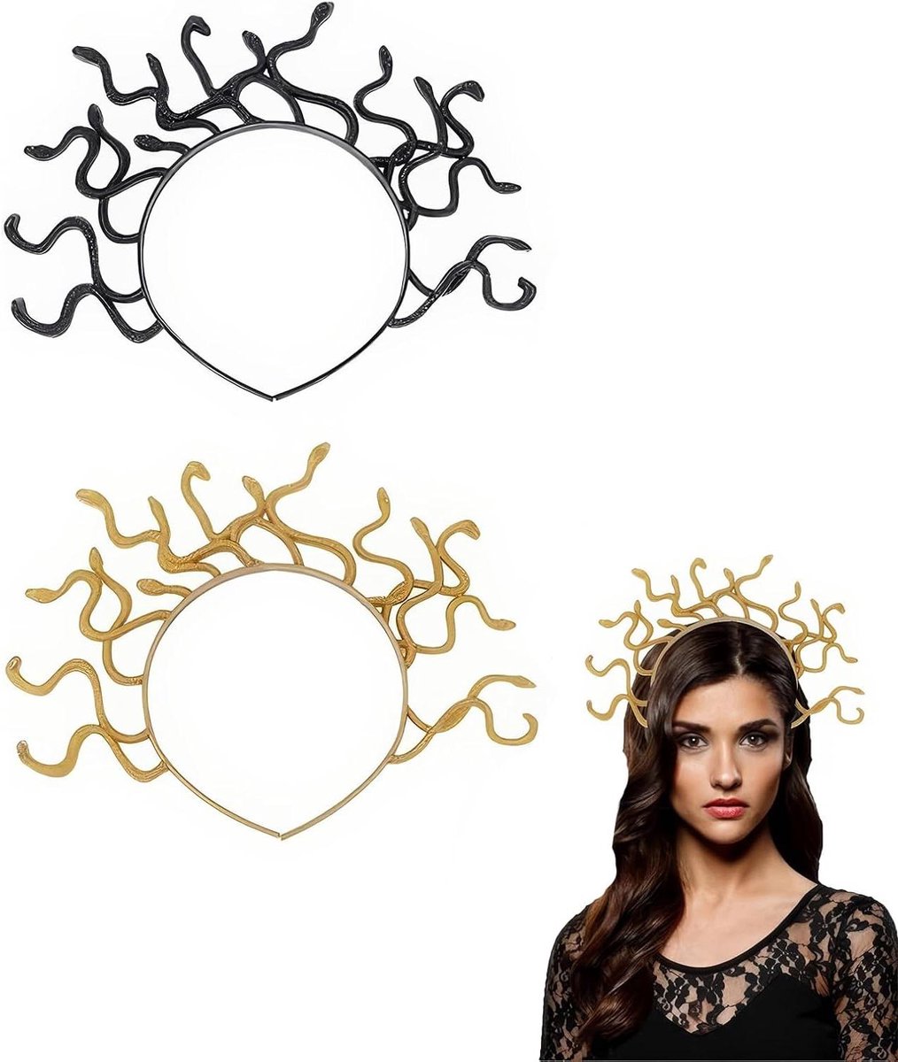 Kwallenhoofdband voor feestjes en cosplay, zwart en goud, modieus design