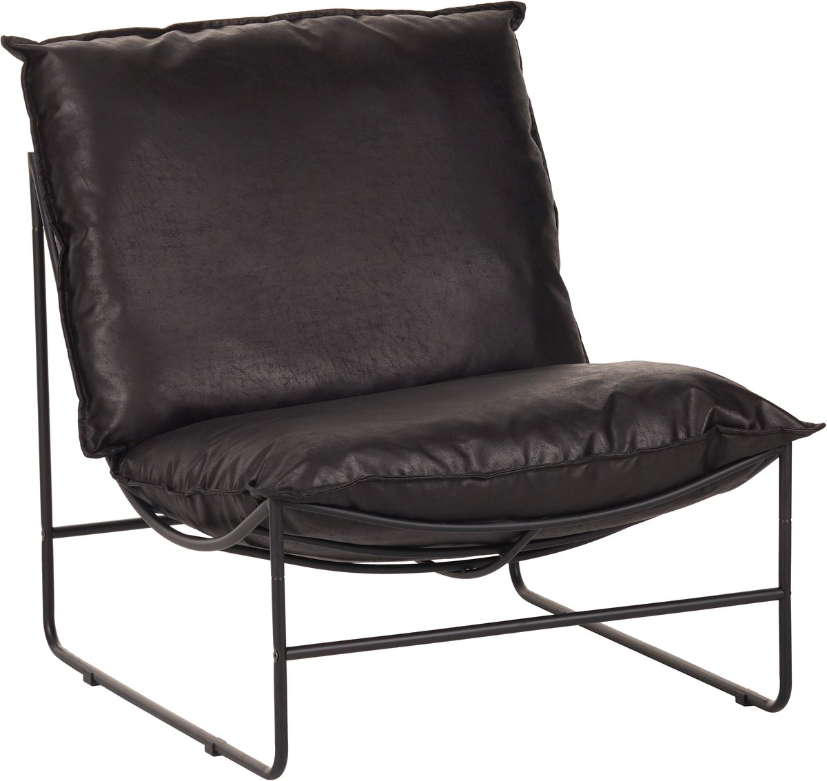 Colenis® - Sofa Relax Fauteuil – Zwart – Soft-Touch Bekleding – Metaal Frame