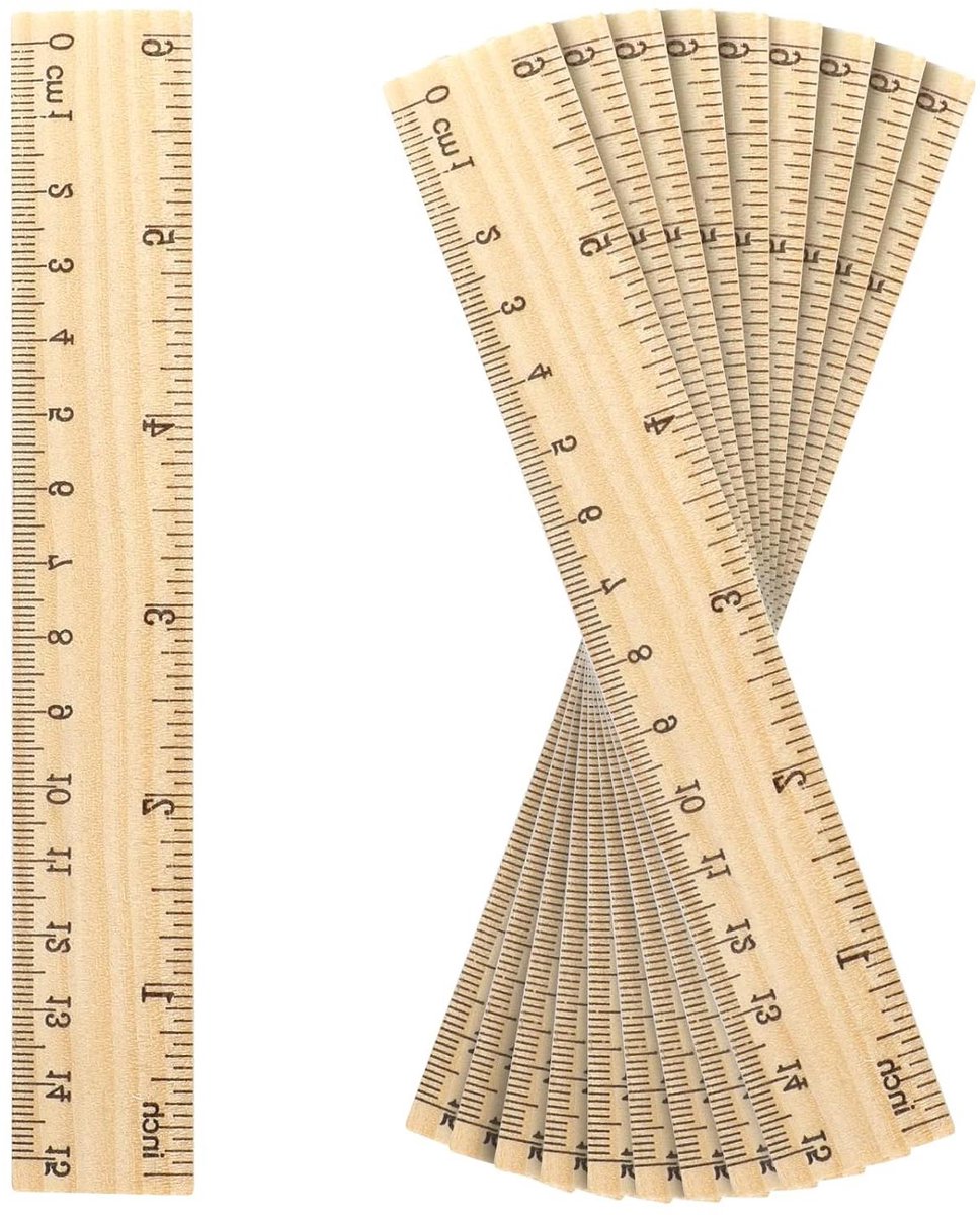 Houten Linialen Set met Nauwkeurige Schalen - 10 stuks - Cm Metingen - Voor School, Thuis en Kantoor