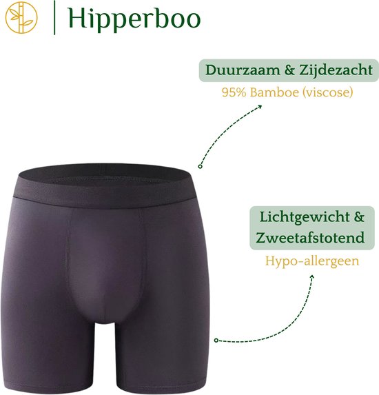 Grijze boxer, gemaakt van duurzaam en zijdezacht bamboe. Lichtgewicht & zweetafwerend.
