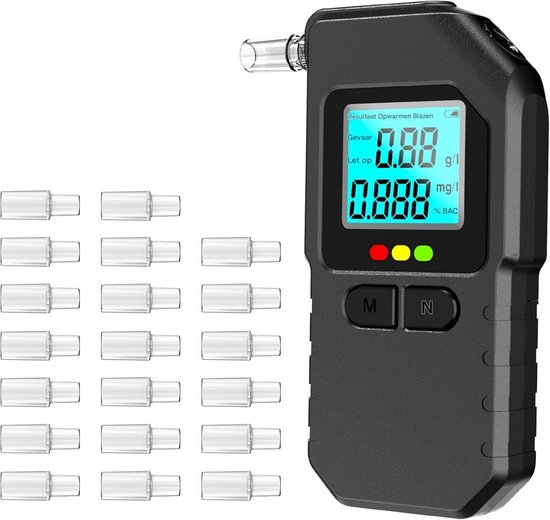 Professioneller Alkoholtester, tragbarer Atemalkohol-Tester, digitaler LCD-Bildschirm Alkohol-Atemtest, tragbarer Schlüsselbund-Atemanalysator (20 mouthpieces