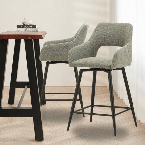 Tabouret de bar Skye rotatif avec accoudoir vert