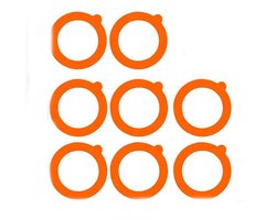 Weckringen - 8 Stuks - Afdichtringen - Siliconen Ringen -Reserve-Inmaakringen - Vervangende Rubberen Pakkingen - Herbruikbare - Voor Potten Verzegeld Glas Inmaakpotten - 70 mm x 95 mm - Oranje