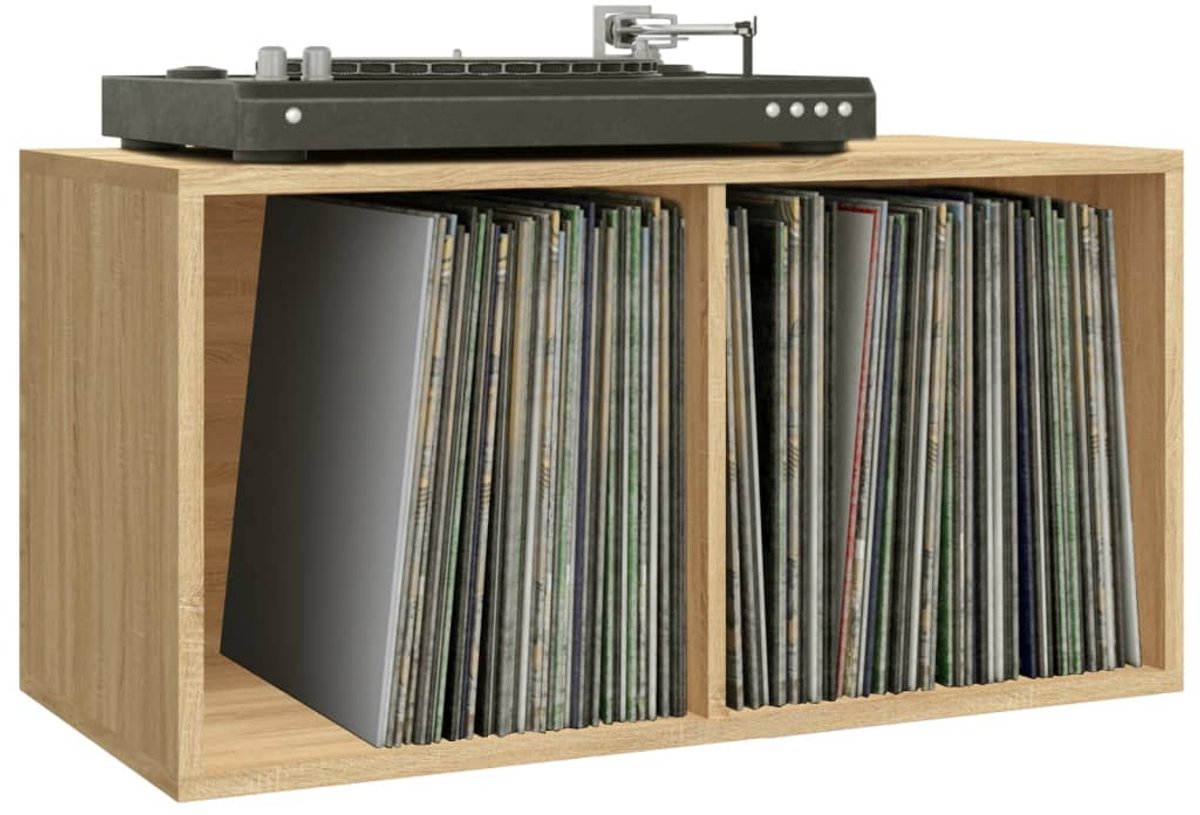 Platenspelermeubel - LP-kast - Platenspelerkast - Draaitafelstandaard - Platenspelerstandaard - Vintage Displayplank - Sonoma Eiken