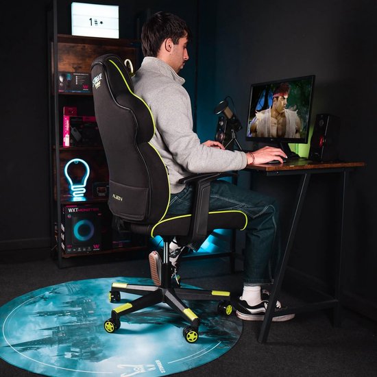 Ergonomische Gaming Stoel met Lendekussen - In Hoogte Verstelbaar - Race Design - Lichtblauw en Wit — afbeelding 2