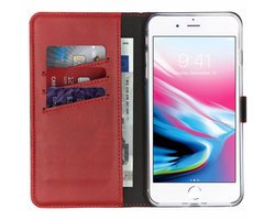 Selencia Hoesje - Geschikt voor Apple iPhone 8 Plus / 7 Plus - Echt Lederen Bookcase - Rood