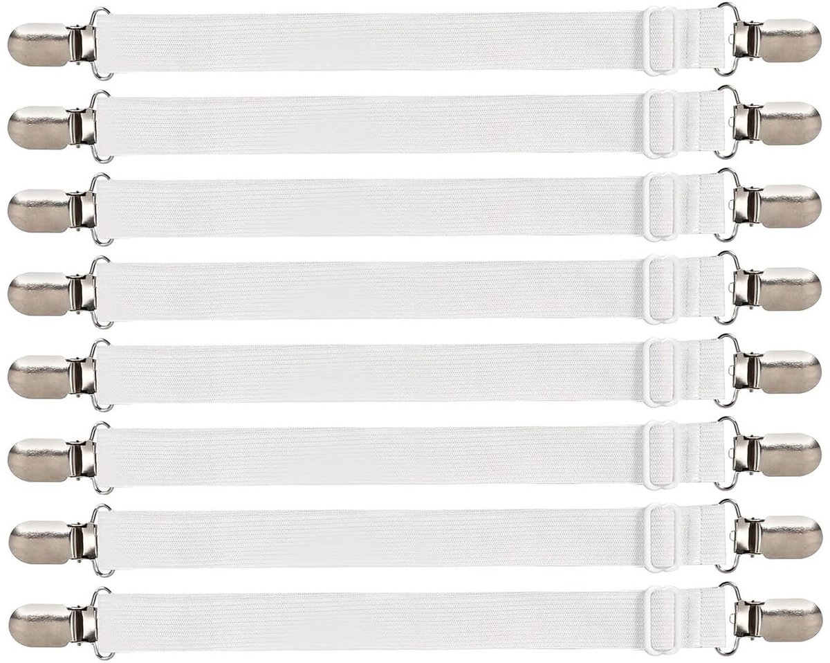 IMPERATORIS® Bedlaken Spanners - Lakenspanners - Elastische Bretels voor Hoeslaken - Verstelbaar - Voorkomt Verschuiven - Set van 8