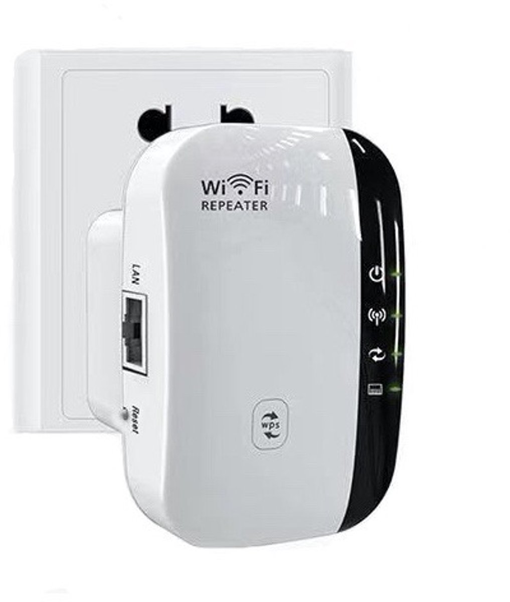 WiFi-signaalversterker, signaalversterker voor thuis, met een bereik tot 465 m², ondersteunt 50 apparaten, WiFi-signaalversterker, draadloze repeater, signaalversterker met groot bereik en ethernetpoort, installatie met één druk op de knop