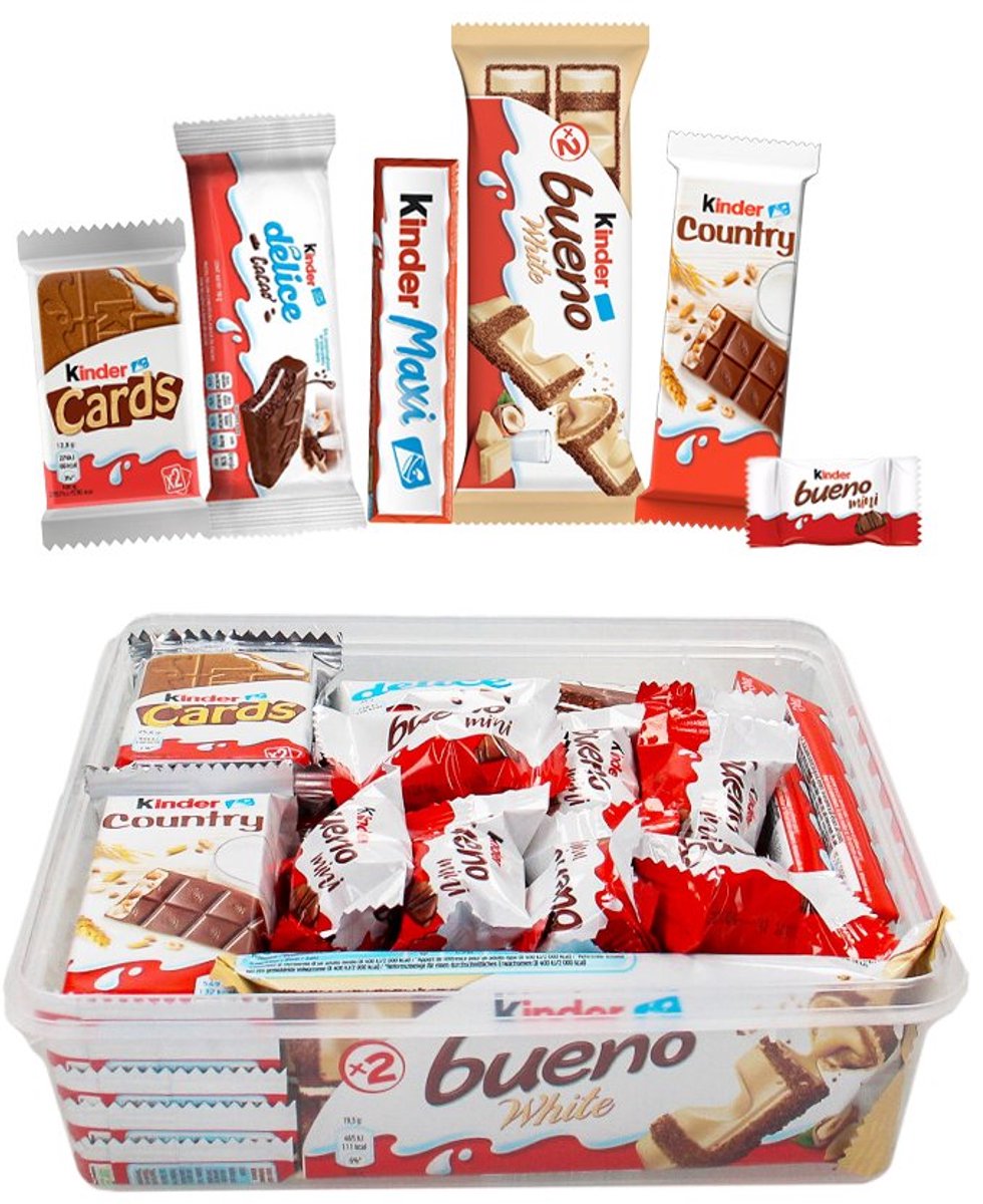 Kinder chocolade mix: Kinder Maxi, Bueno, Country, Cards, Delice & Bueno mini - 503g