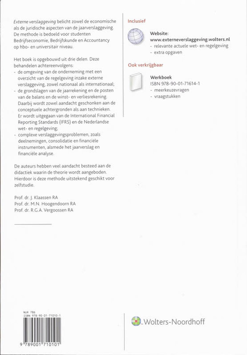 Externe verslaggeving 7e druk Nieuw Boek - back cover