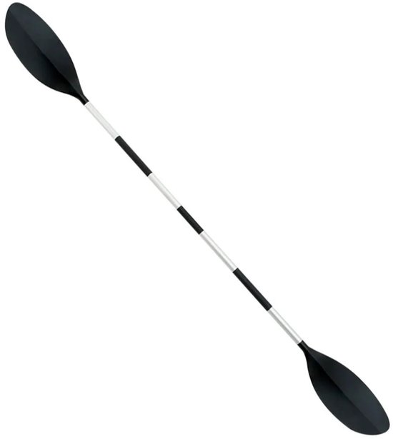Zwarte peddel met aluminium schacht met zwarte en witte markeringen.
