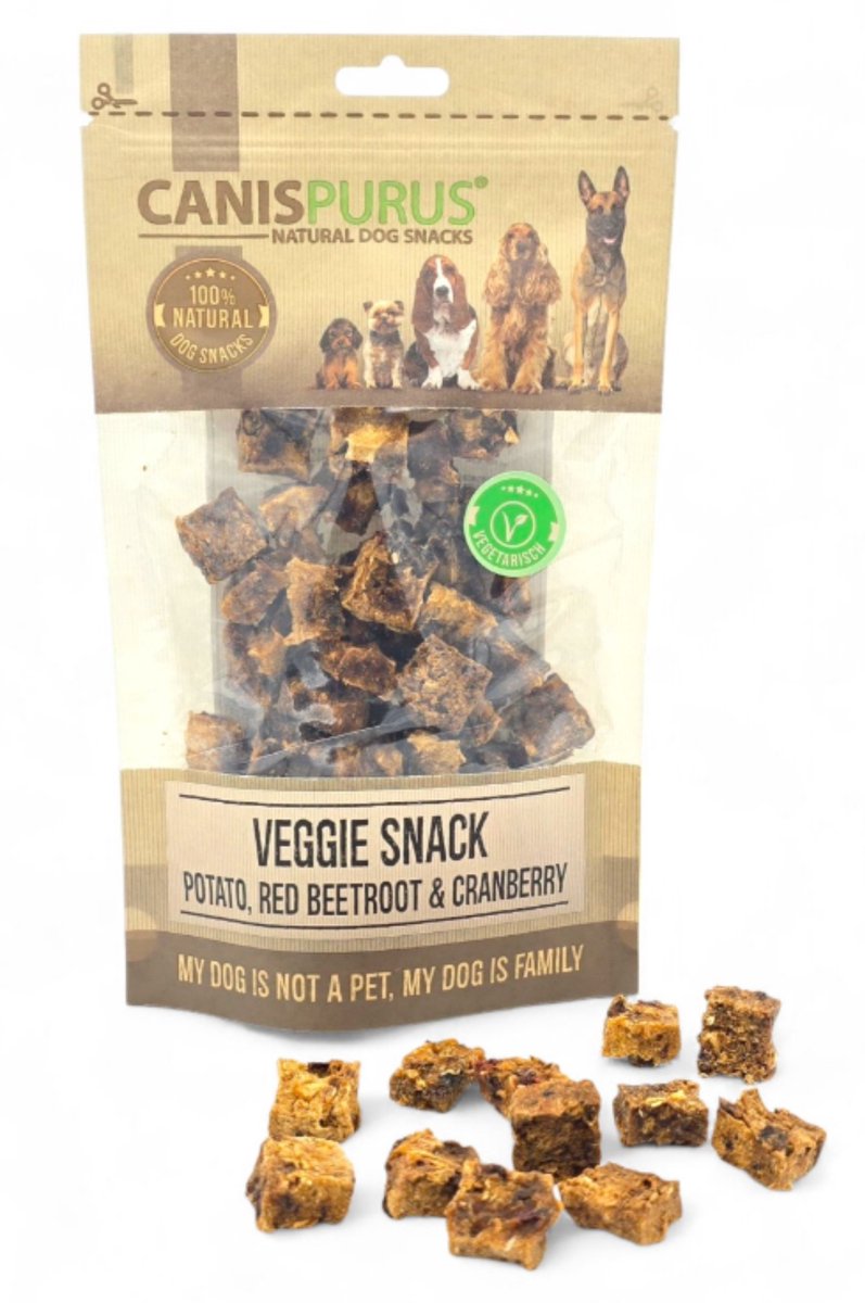 CanisPurus - Hondensnack - Veggie Snack Aardappel, Rode biet & Veenbes – vegetarische hondensnack