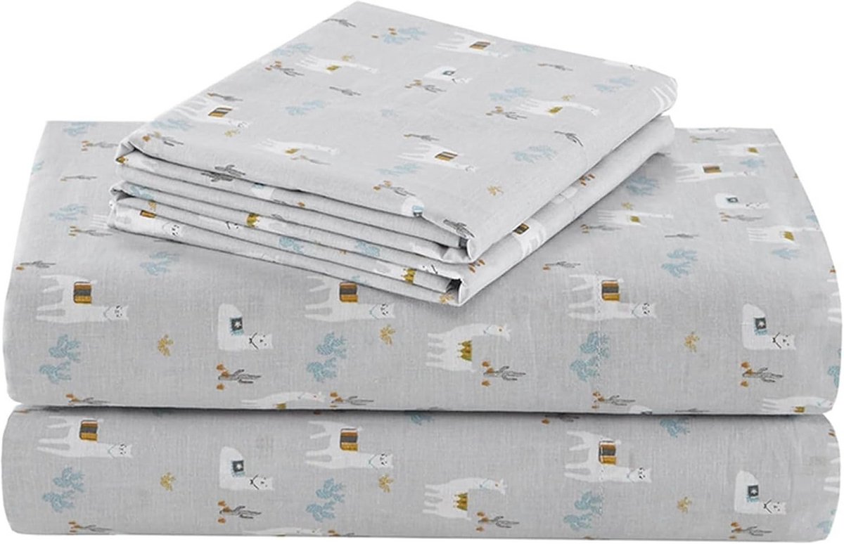 Laken set van 100% katoen, ademend en zacht, elastische hoeken voor matrassen tot 36 cm, c
