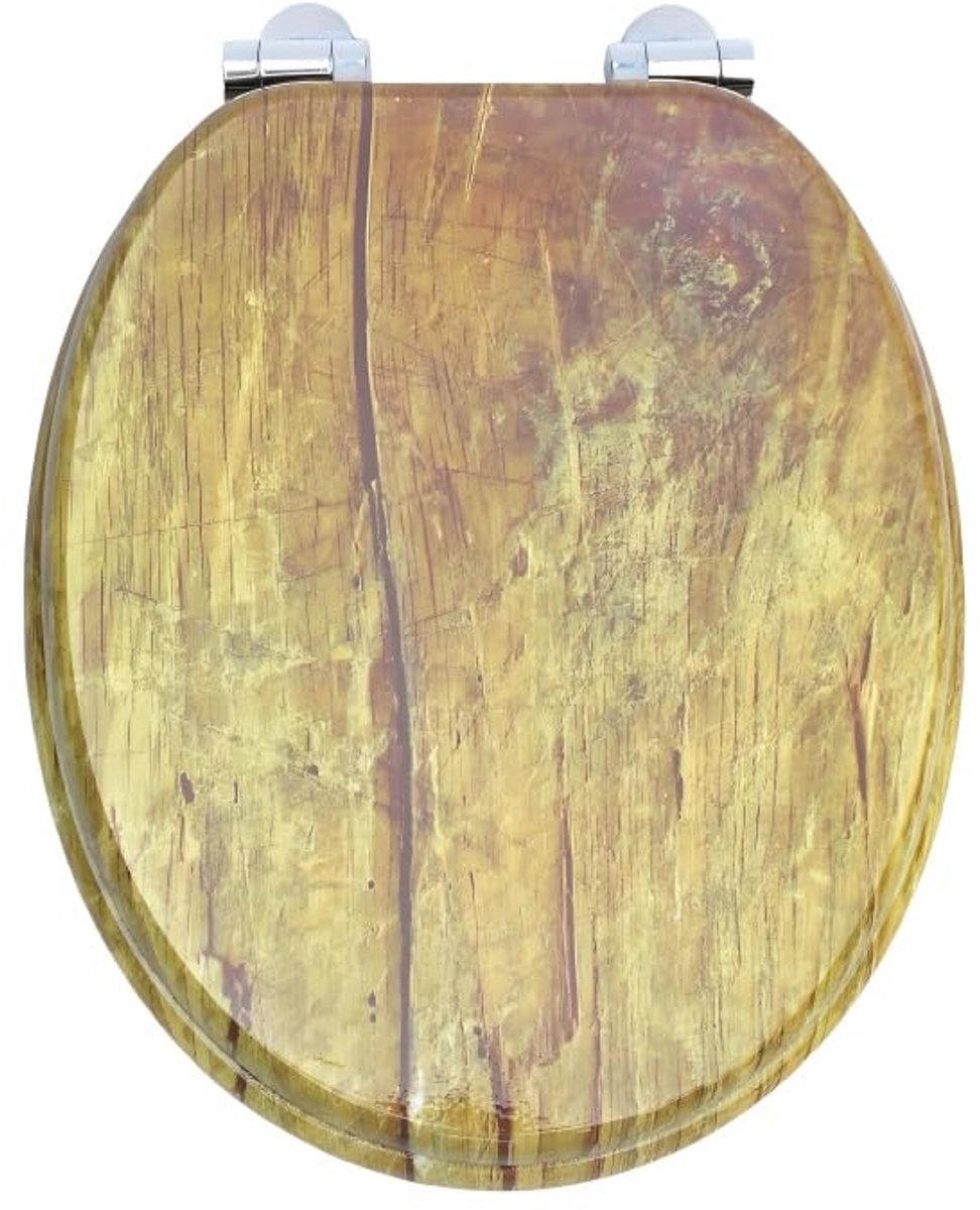 Namajunas - WC-brillen - Wc bril softclose - Toilet bril - Universele vorm WC Bril - MDF hout - Antibacterieel - Vintage Licht Hout - Met Deksel - RVS Bevestiging - Easy Clean - Snelle montage en demontage - Inclusief Bevestigingsmateriaal