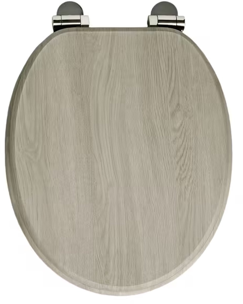 Namajunas - WC-brillen - Wc bril softclose - Toilet bril - Universele vorm WC Bril - MDF hout - Antibacterieel - Lichtgrijze Eikenhout - Met Deksel - RVS Bevestiging - Easy Clean - Snelle montage en demontage - Inclusief Bevestigingsmateriaal