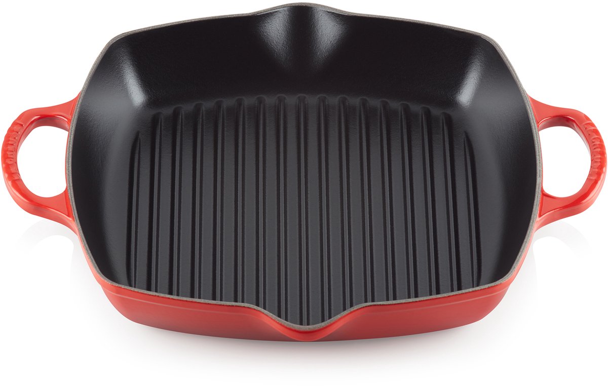 Le Creuset Signature Hoge Grillplaat met handvaten Kersenrood 30cm