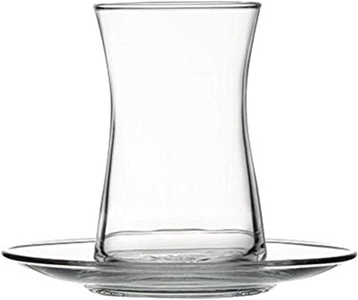 Set van 12 Kleurloze Glazen Theekopjes