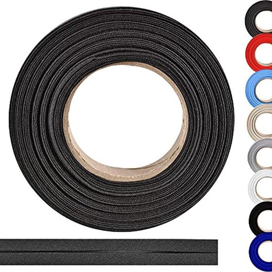 AERZETIX Biasband C77283 – 9 Meter X 18 Mm Van Katoen, Kleur Grijs, Ideaal Voor Naaien, Decoratie En Scrapbooking