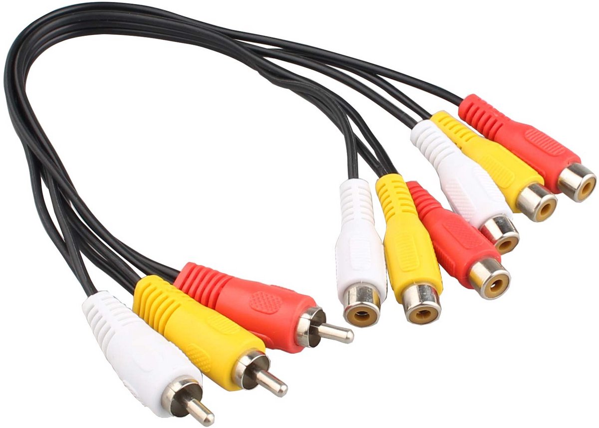 3 RCA naar 6 RCA Splitter Kabel - Audio Video AV Adapter 31,5 cm